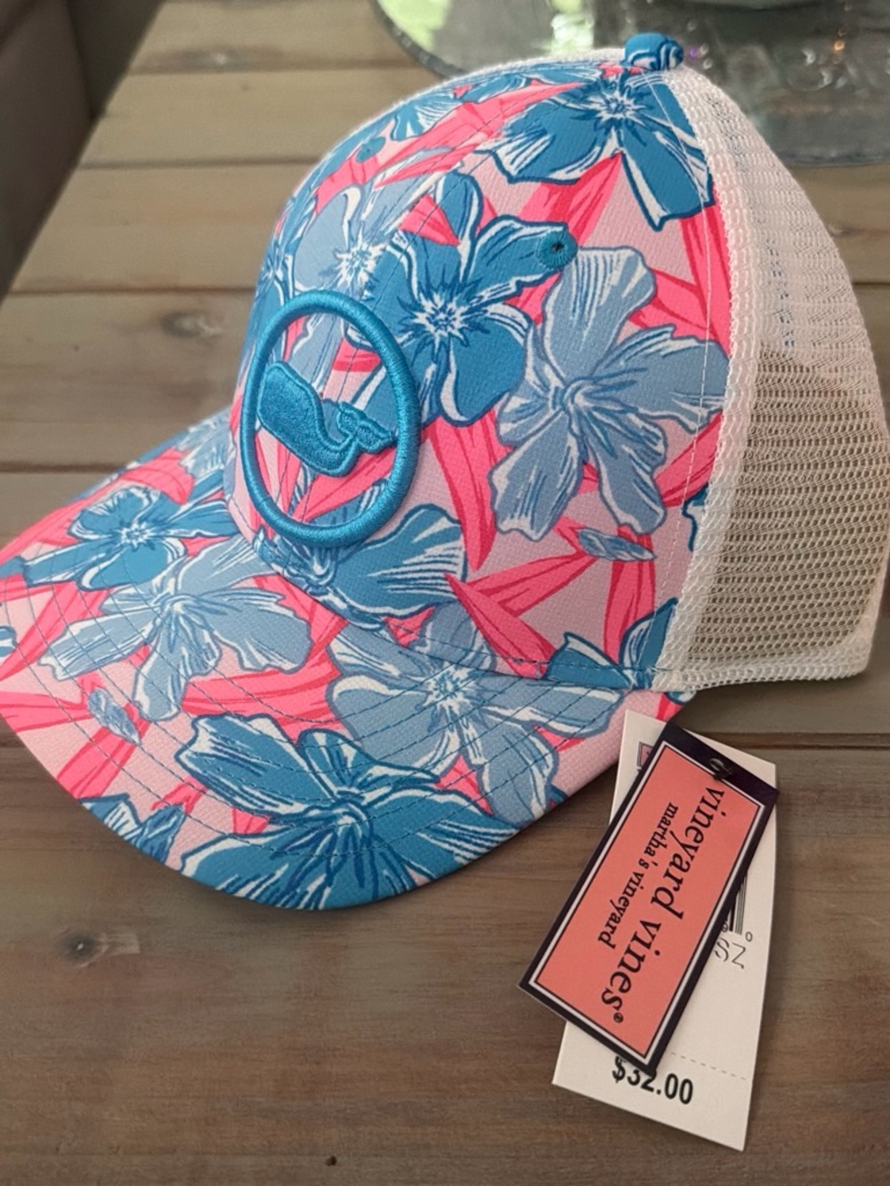 Vineyard Vines Kids Coral Pink & Sky Blue Floral Trucker Hat